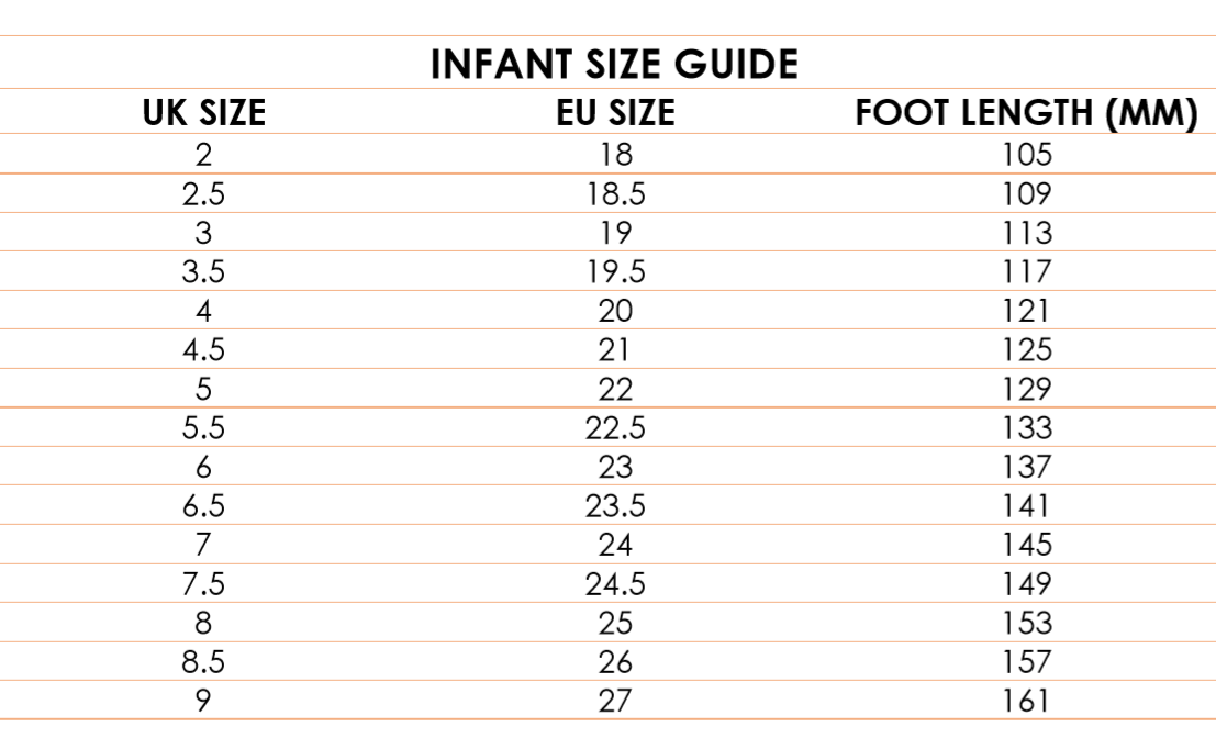 I Kids Shoes Size Chart 