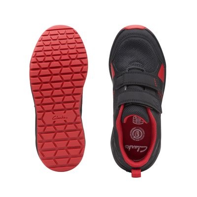 Clarks Aeon Dash Black Red Combi Infant