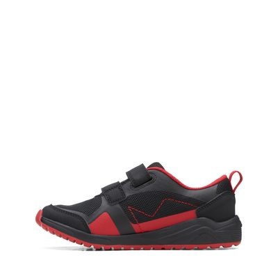 Clarks Boys Aeon Dash Black Red Combi Junior - Shoes for Children