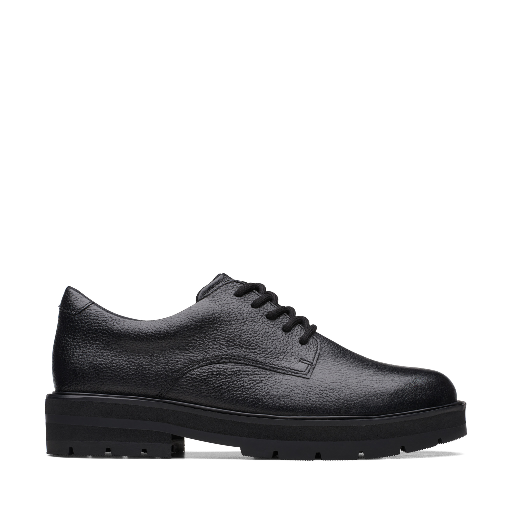 Clarks Prague Lace Black Leather Youth