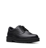 Clarks Prague Lace Black Leather Youth