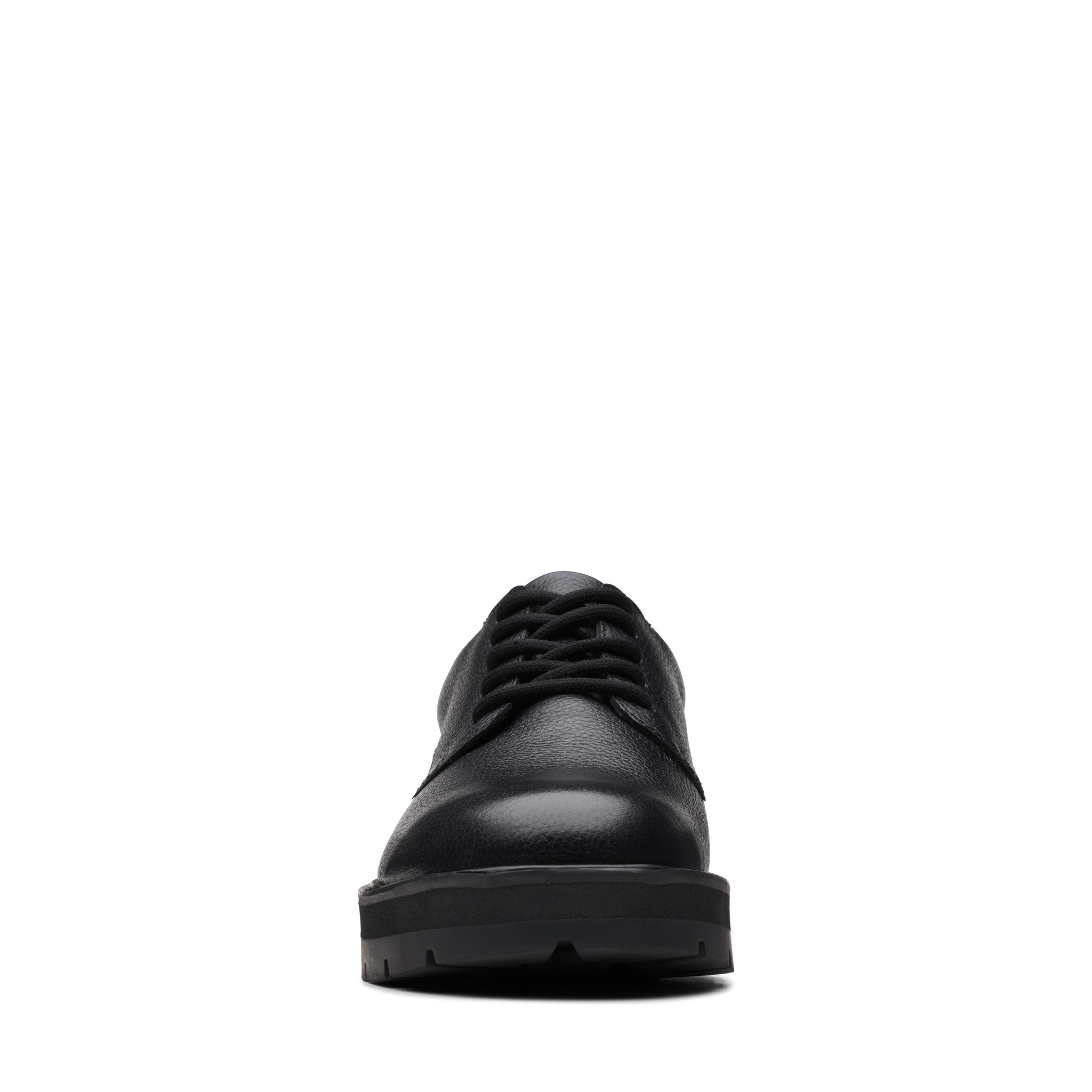 Clarks Prague Lace Black Leather Youth