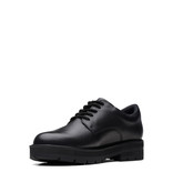 Clarks Prague Lace Black Leather Youth