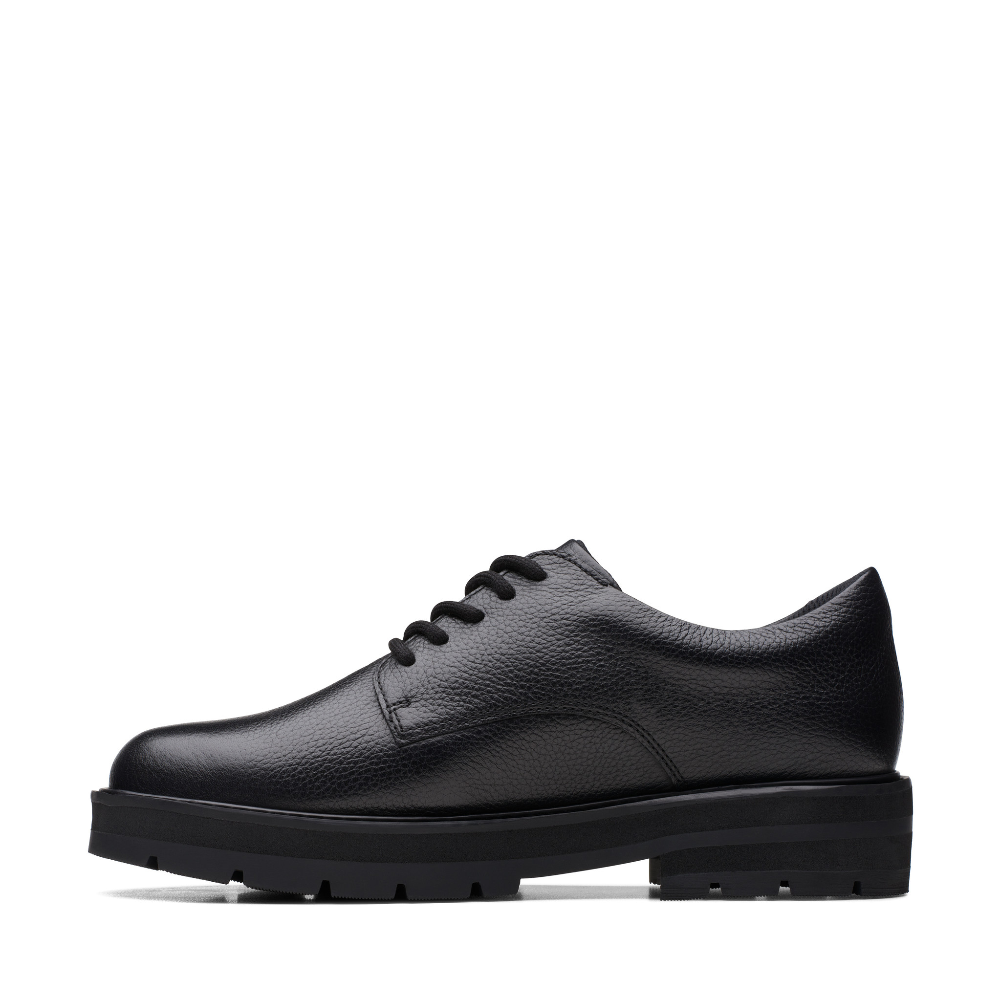 Clarks Prague Lace Black Leather Youth