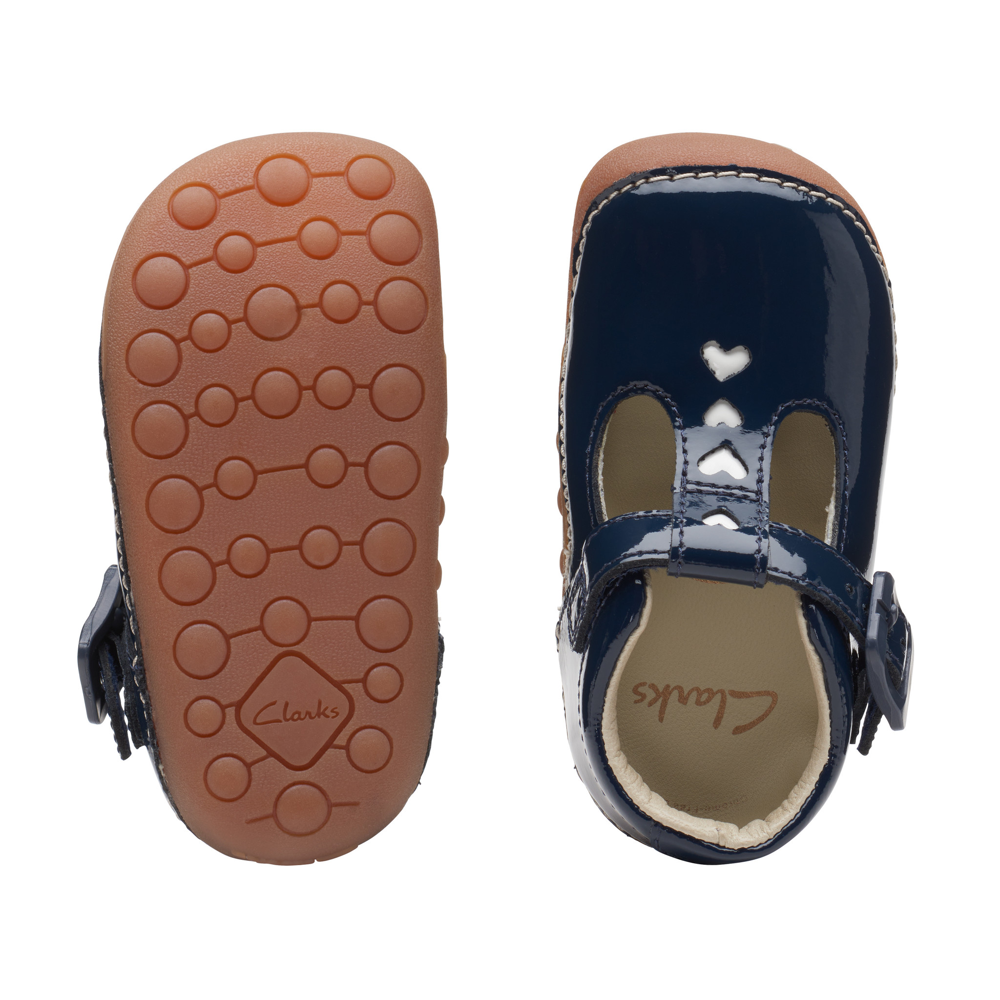 Clarks Tiny Beat Navy Patent Infant