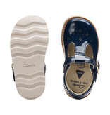 Clarks Crown Print Navy Patent Junior