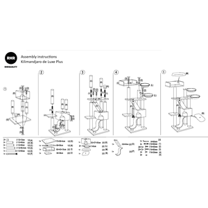RHRQuality Cat Tree Kilimandjaro de Luxe PLUS Blackline Light Grey