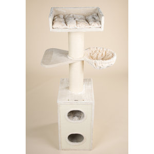 RHRQuality Cat Tree Maine Coon Tower Box Comfort Cream