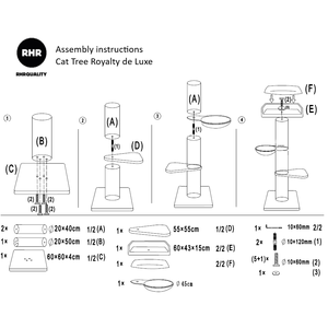 RHRQuality Cat Tree Royalty Blackline de Luxe Dark Grey