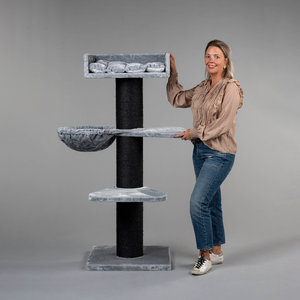 RHRQuality Cat Tree Royalty Blackline Plus Light Grey