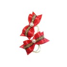 Show Tech Bow Handmade Red and Gold with Pearl Small