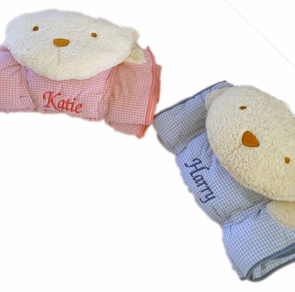 Girls Pink Indoor Sleeping Bag with Stylish Gingham Print The Name Shops