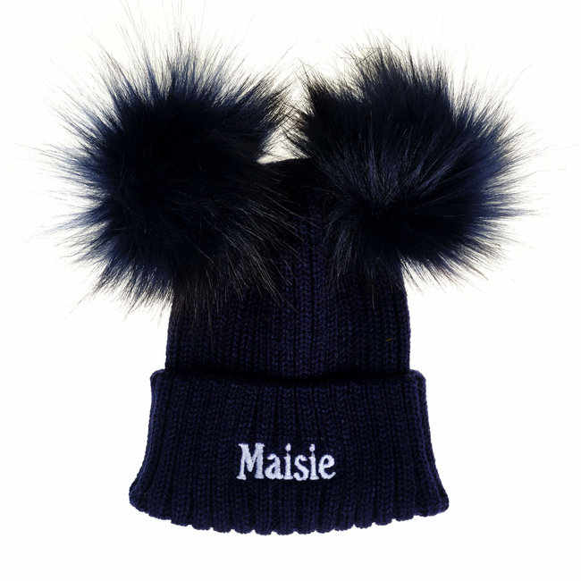 baby black pom pom hat
