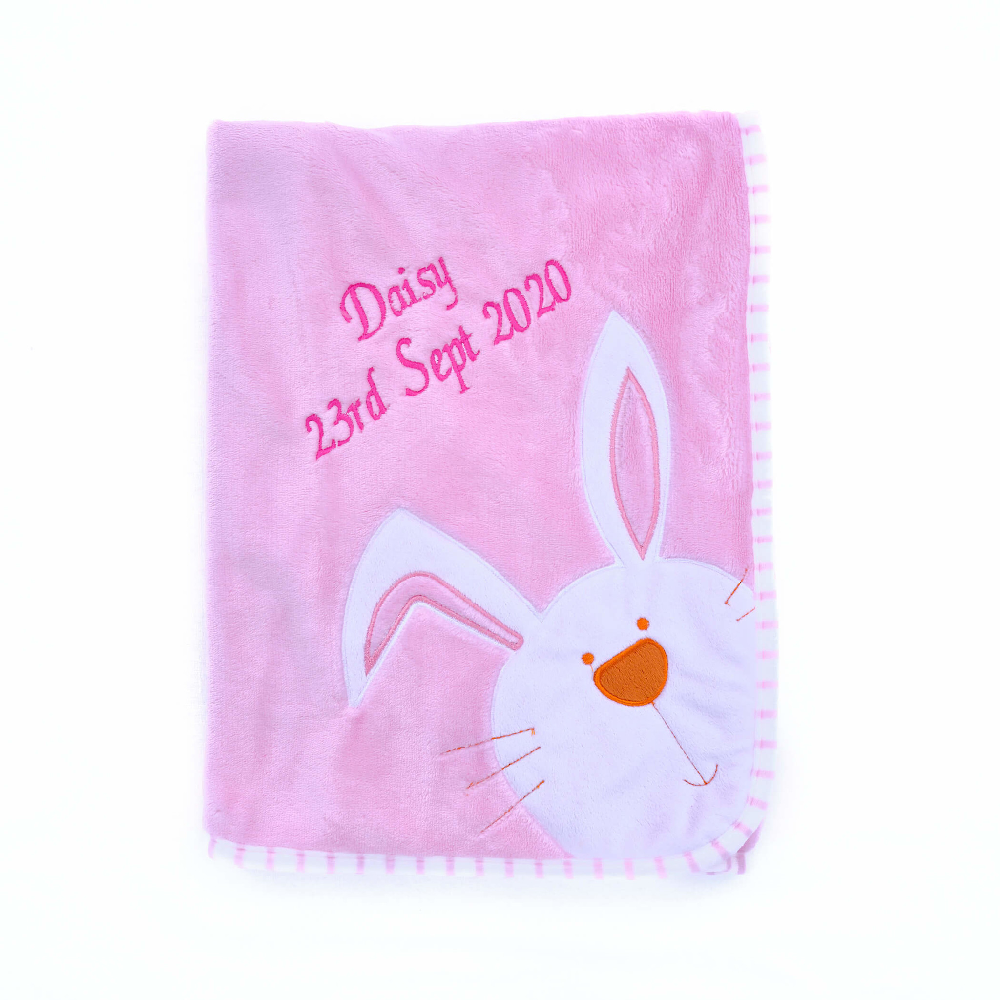Personalised Baby Blanket Light Pink Bunny Design Order Online