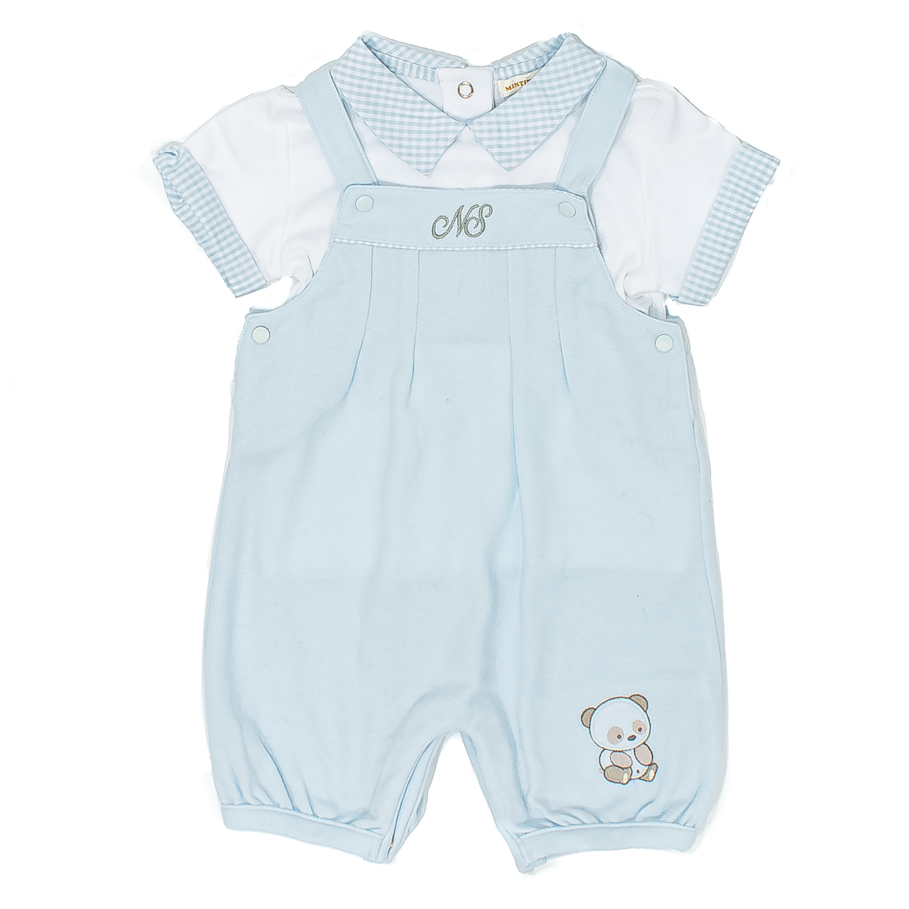 Personalised Baby Boy Dungaree and Top Set Bear Motif The Name Shops