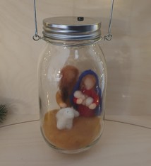 De Wolshoop Pot met verlichting Jozef & Maria