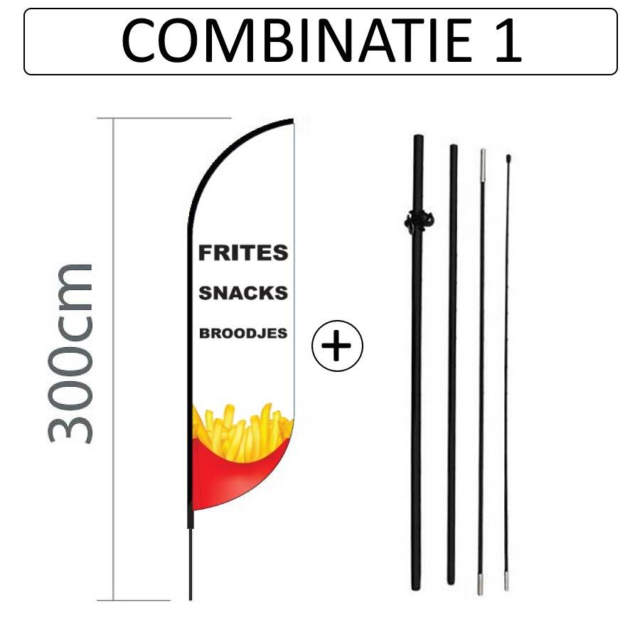 Proflag Beachflag Convex S-60 x 240 cm - Snackbar - Combi 1