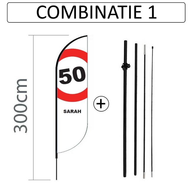 Proflag Beachflag Convex S-60 x 240 cm - Sarah - Combi 1