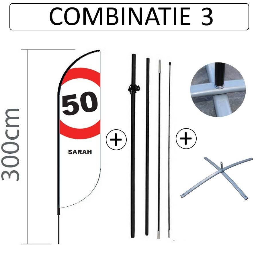 Proflag Beachflag Convex S-60 x 240 cm - Sarah - Combi 3