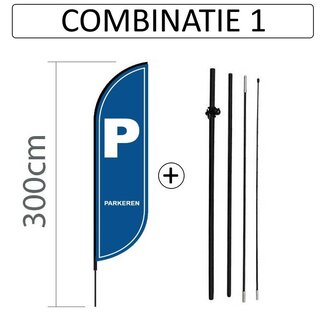 Proflag Beachflag Convex S-60 x 240 cm - Parkeren - Combi 1