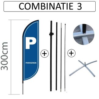 Proflag Beachflag Convex S-60 x 240 cm - Parkeren - Combi 3