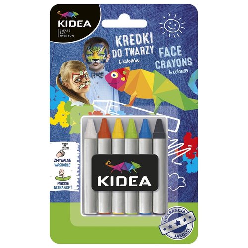 Kidea Schminkstiften - Krijtjes - 6 Kleuren Kidea Schminkstiften - Krijtjes - 6 Kleuren