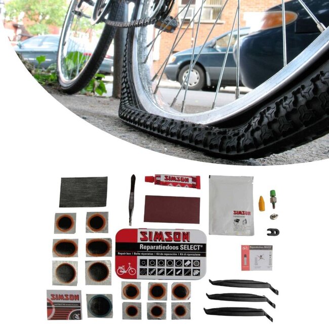 Simson Complete bandenreparatieset - 23-delig - voor fiets - compact en draagbaar