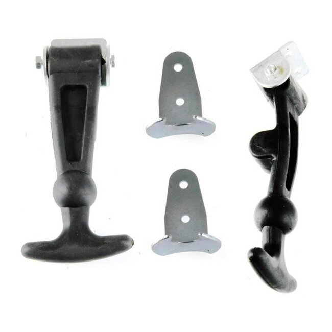 Dragon-Tools Motorkaphaak - zwart rubber, verzinkt staal - met montagebeugel - 120 mm - 2 stuks - voor tractor en aanhanger