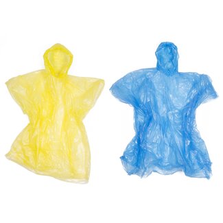 Benson Wegwerp regenponcho's - transparant - met muts - 50 stuks - geel & blauw