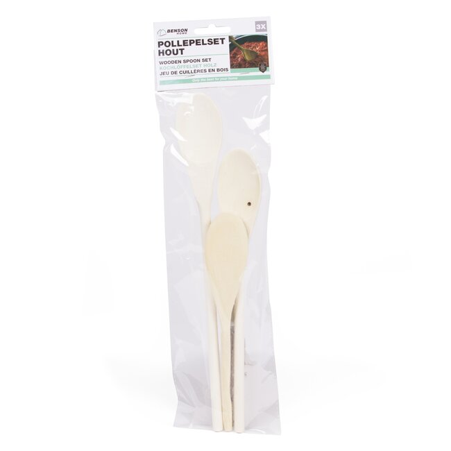 Benson Houten pollepel set - 3 maten - 20/25/30 cm - 3-delig