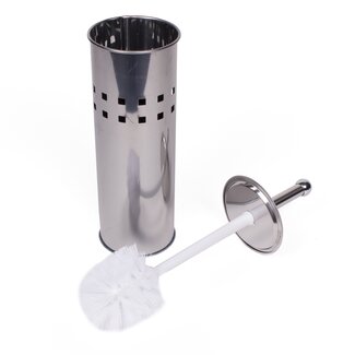 Benson Stijlvolle toiletborstel set - RVS - wit - met deksel - uitneembare lekbak