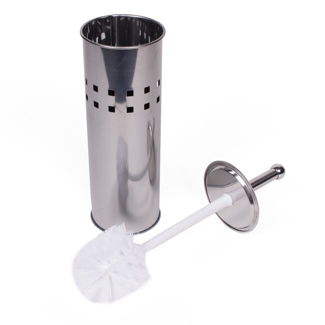 Benson Stijlvolle toiletborstel set - RVS - wit - met deksel - uitneembare lekbak