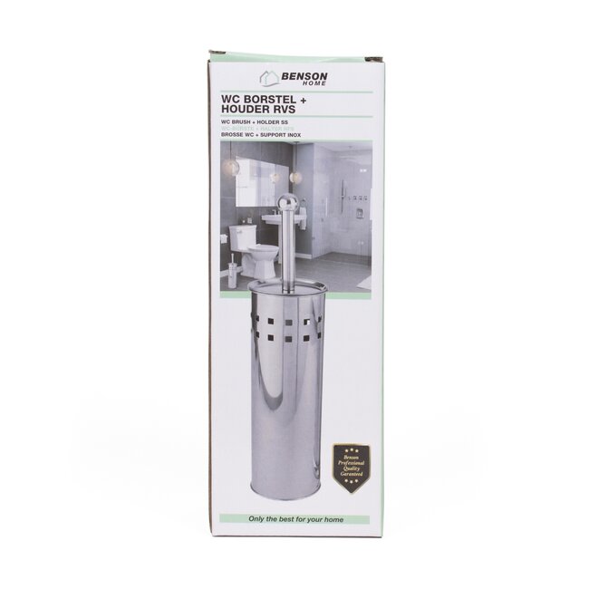 Benson Stijlvolle toiletborstel set - RVS - wit - met deksel - uitneembare lekbak