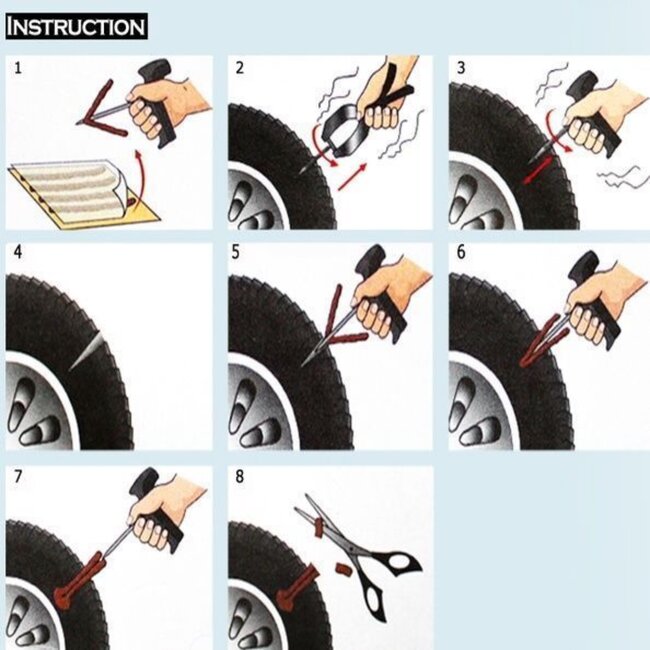 Benson Bandenreparatieset - Tubeless - 9-delig - Voor Auto, Motor en Scooter