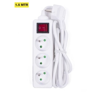 Benson Stekkerdoos met schakelaar - 3-voudig - 1.5 meter kabel - wit - penaarde