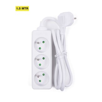 Benson Stekkerdoos 3-voudig - 1.5 meter - Randaarde - Wit