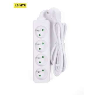 Benson Stekkerdoos 4-voudig - Geaard - 1.5 meter snoer - Wit - 3500 watt