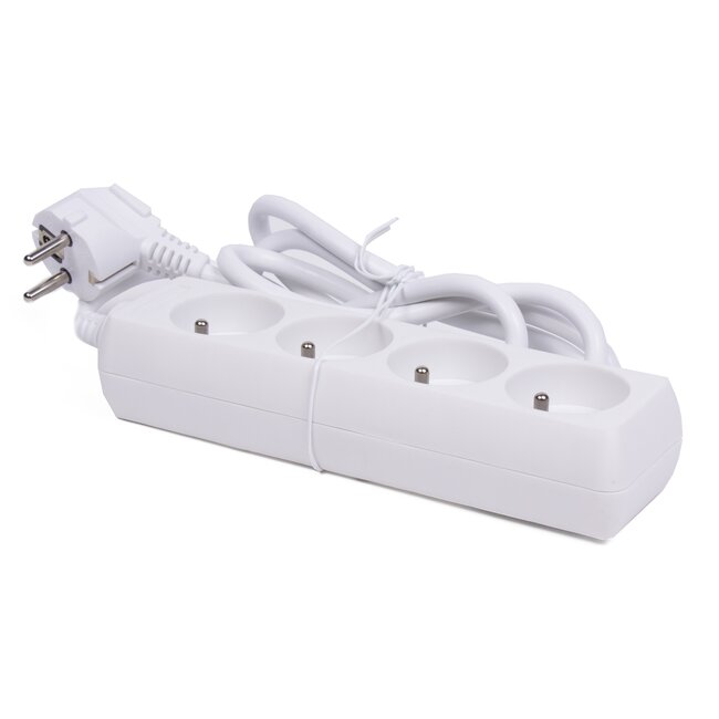 Benson Stekkerdoos 4-voudig - Geaard - 1.5 meter snoer - Wit - 3500 watt