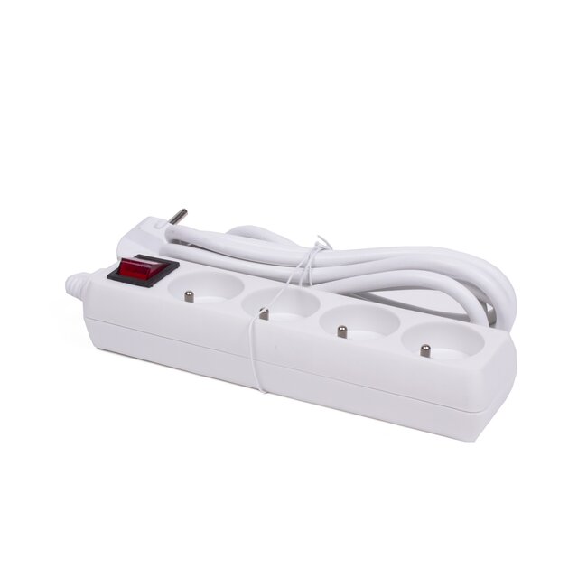 Benson Stekkerdoos met schakelaar - 4-voudig - 3 meter - wit - penaarde