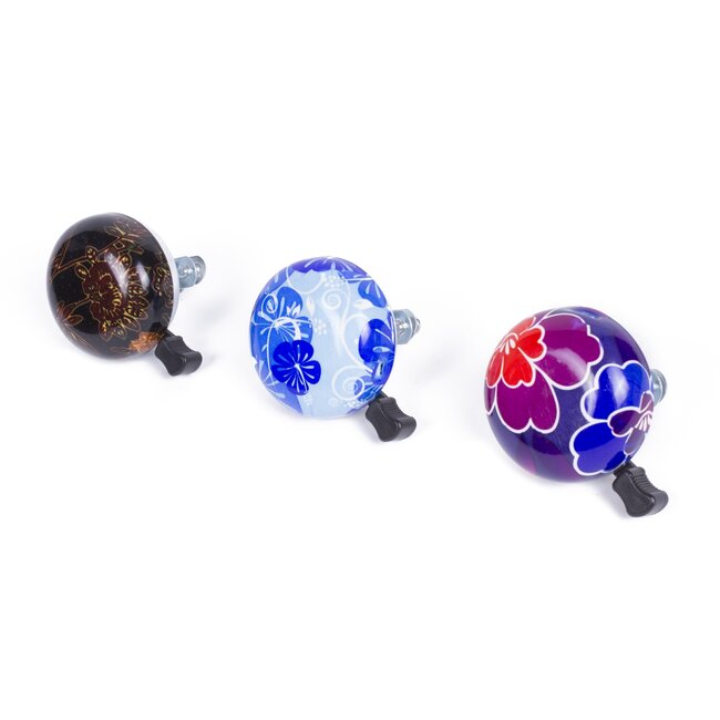 Benson Chroom fietsbel - 54 mm - bloemenprints - mix van 3 designs