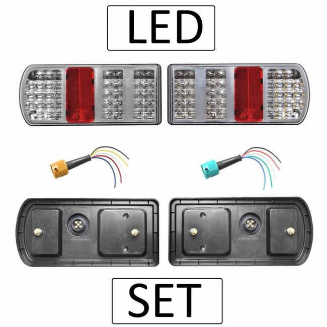 Benson Achterlicht Aanhangwagen - Caravan - 5 Functies - 225 x 105 mm - 43-LED - Set Links/Rechts