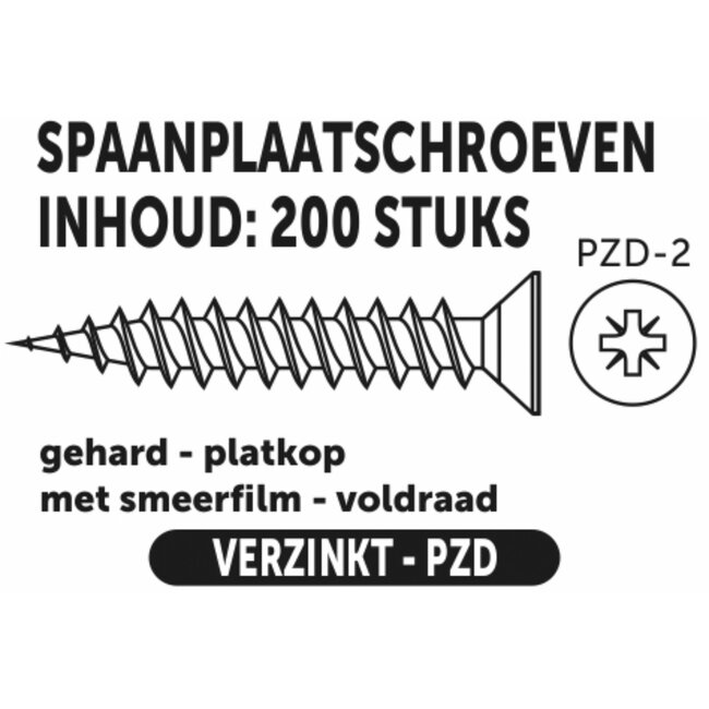 Benson Verzinkte spaanplaatschroeven - platkop - pozidrive - 5.0 x 70 mm - 200 stuks