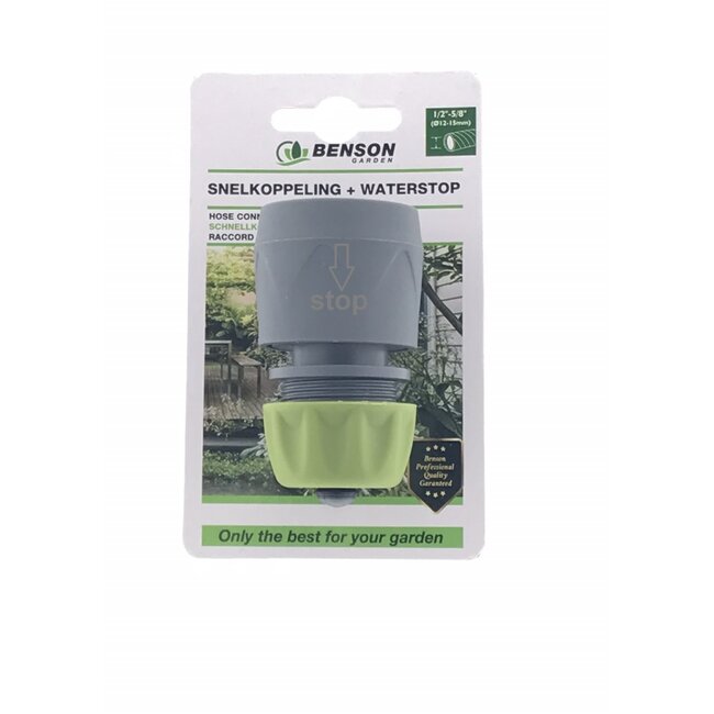 Benson Snelkoppeling met waterstop - Kunststof - 12-15 mm - Grijs/Groen