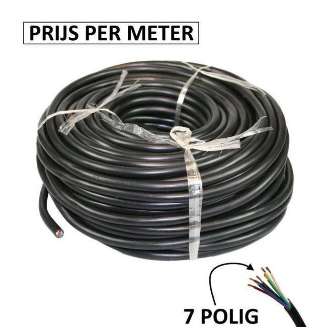Benson 7-polige aanhangwagenkabel - 0.75 mm² - per meter - zwart - PVC - 12V