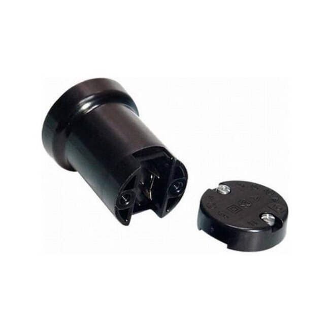 Benson E27 prikfitting - 40W - zwart - 2 schroeven - voor prikkabels 5x13 mm