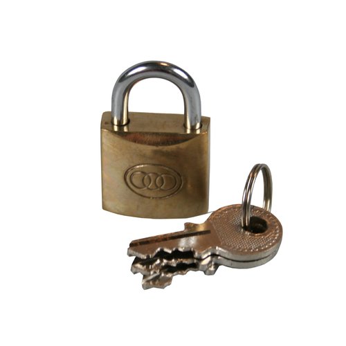 Tri-Circle Messing Hangslot 20 x 34 mm - 3 Sleutels Tri-Circle Messing Hangslot 20 x 34 mm - 3 Sleutels