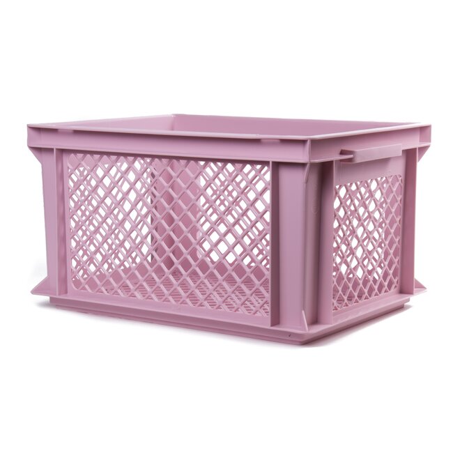 Lastpak Stijlvolle kunststof fietskrat - roze - 40x30x22 cm - geperforeerde bodem - ideaal voor school en boodschappen