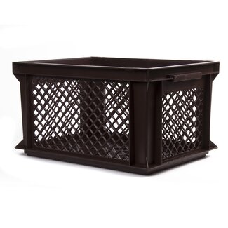 Lastpak Stevige kunststof fietskrat - geperforeerde bodem - bruin - 40x30x22 cm