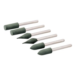 Silverline polijstkoppen set - rubber - polijsten - 6 mm - 6-delig - cilinder, kegel en punt - multigereedschap, metaal, keramiek