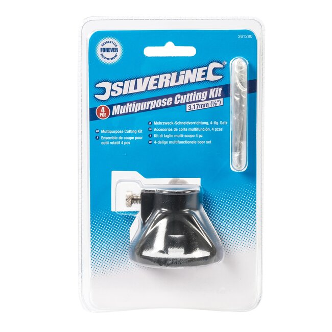Silverline multitool boor- en freesset - sneldraaistaal - precisie - 3,17 mm - staalkleur - 4-delig - voor hout en zacht metaal